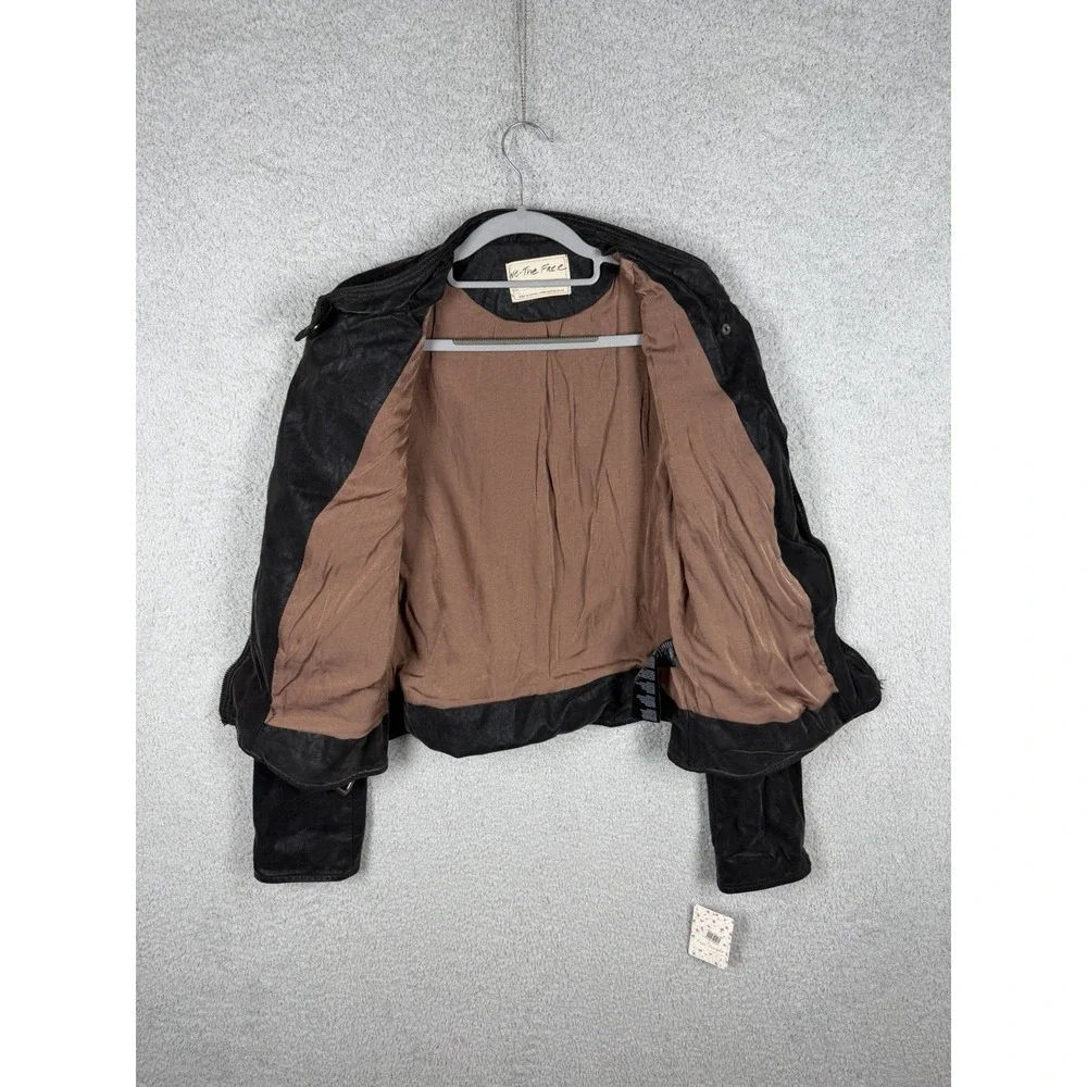 NWT We The Free People Faux Vegan Leather Moto Motorcycle Jacket Medium Biker L
